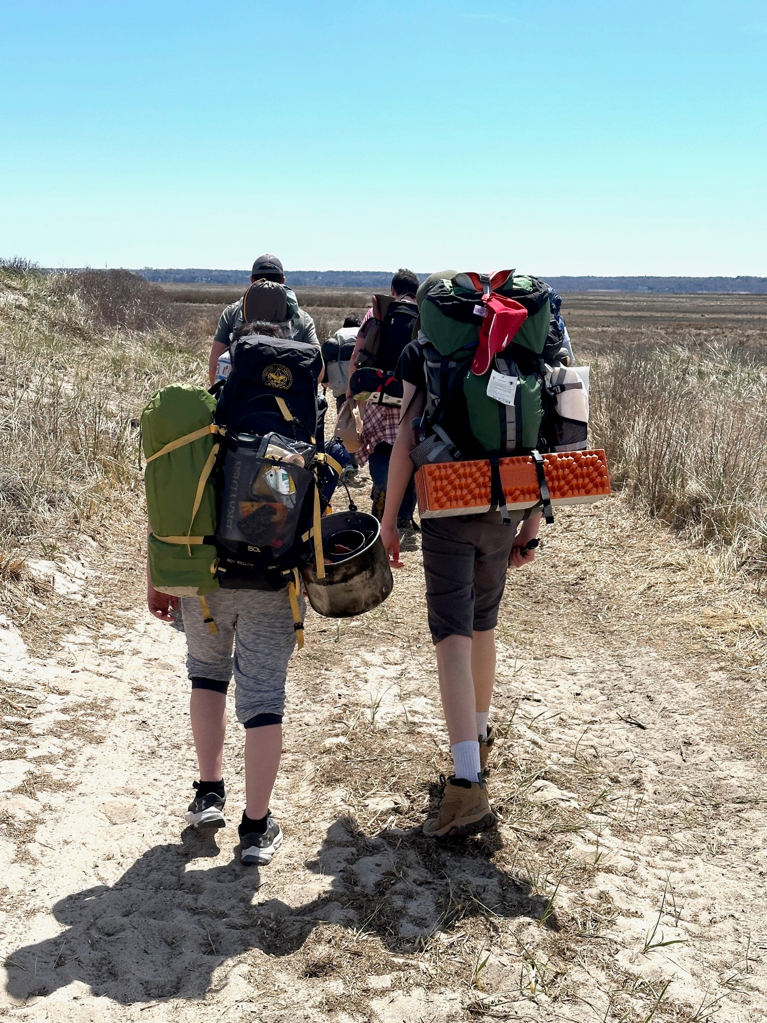 hiking with packs